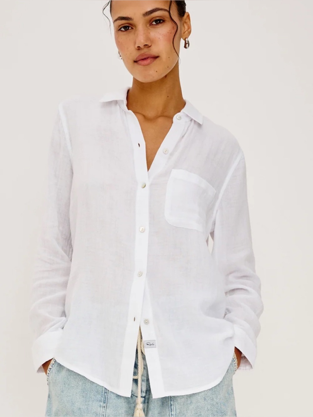 Rails Ellis Organic Cotton Button Down Shirt in White